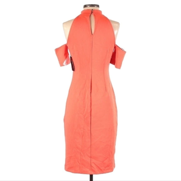 NWT Bold Elements Coral Orange Keyhole Neckline Dress Size Small - Picture 3 of 3